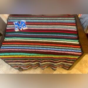 Multi-color Striped, Hand-made, Crochet Blanket, Afghan/Throw, Size 39”x45”
